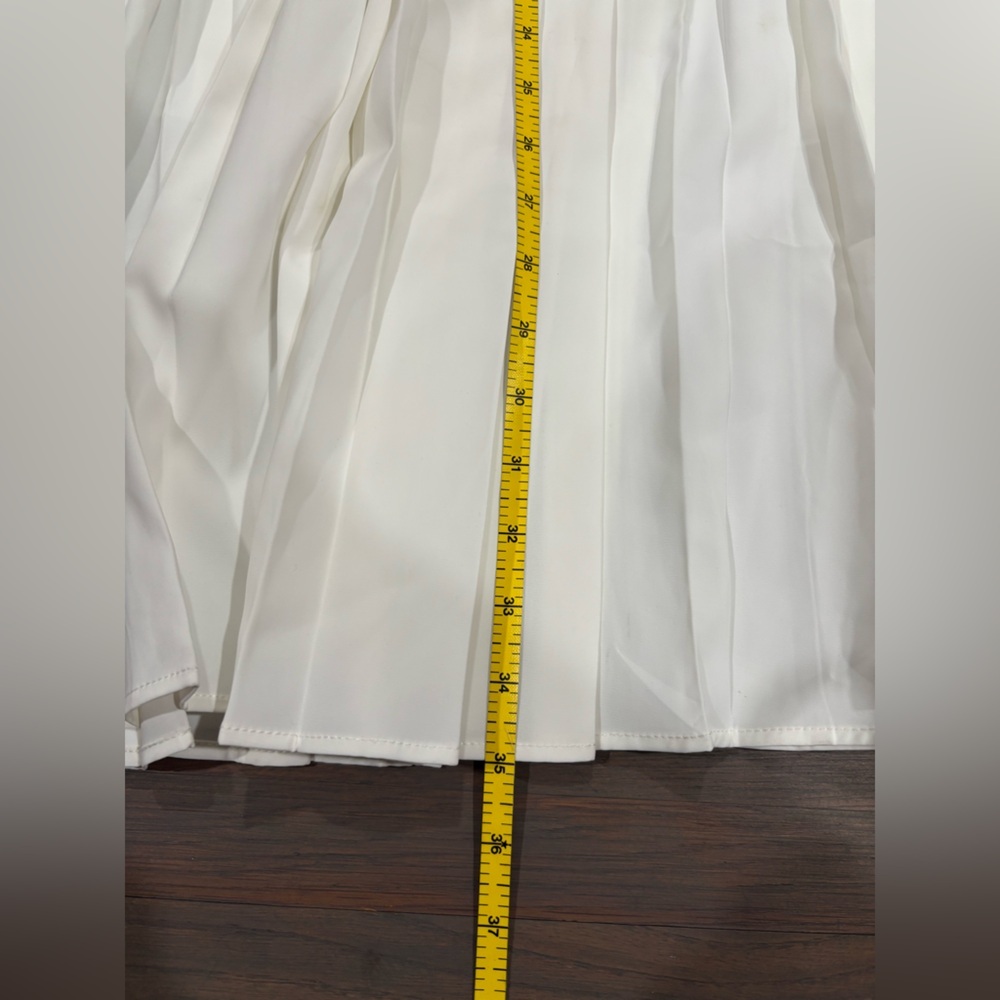 467. Commense Asymmetric Patchwork Faux Leather Chiffon Pleated Maxi Skirt M - Picture 10 of 10